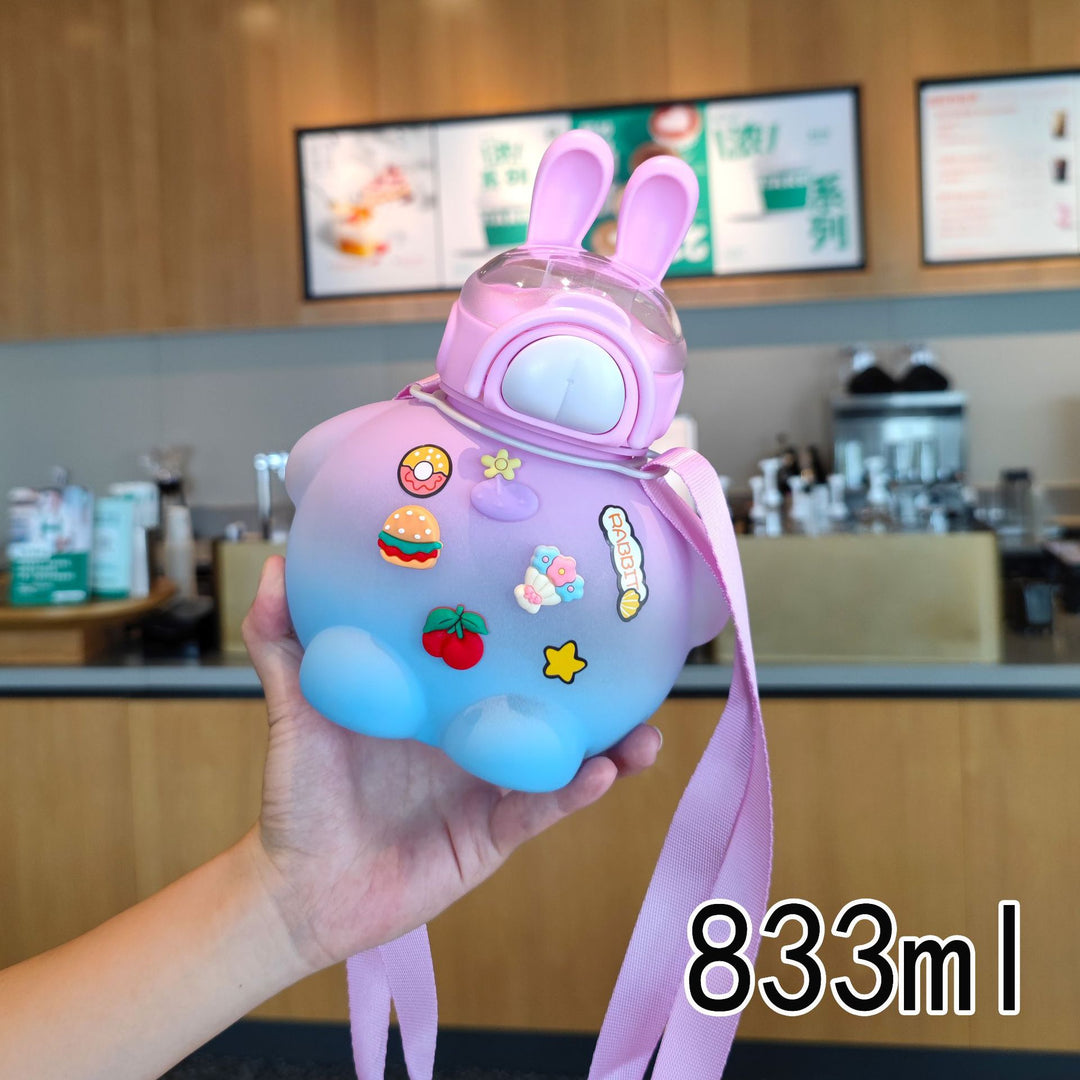 Women's creative drinking bottle with animal ears and colorful stickers Bowlift