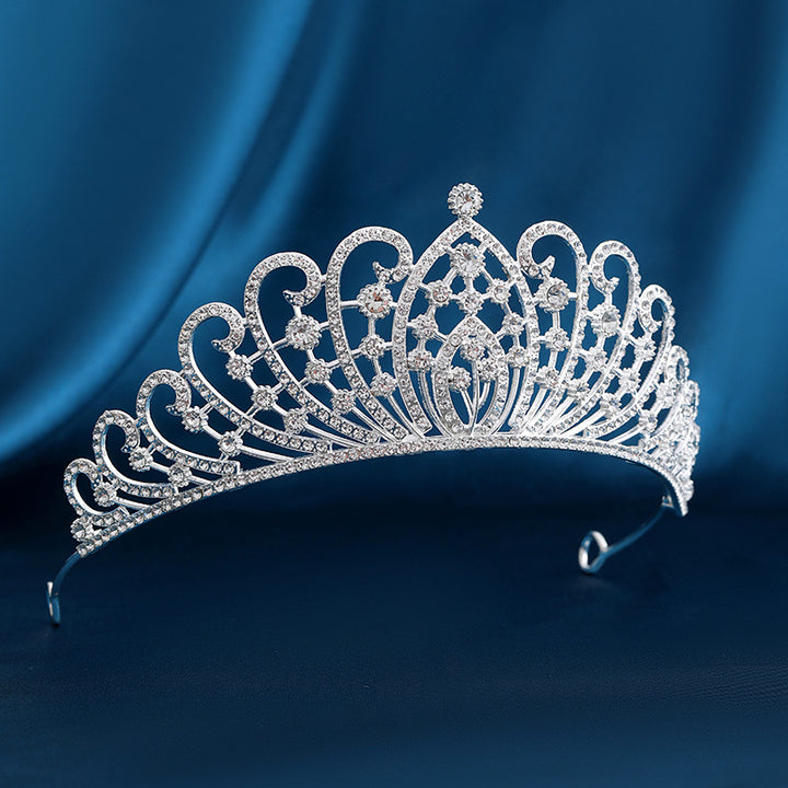 Ladies Elegant Rhinestone Tiara with Floral Details Bowlift