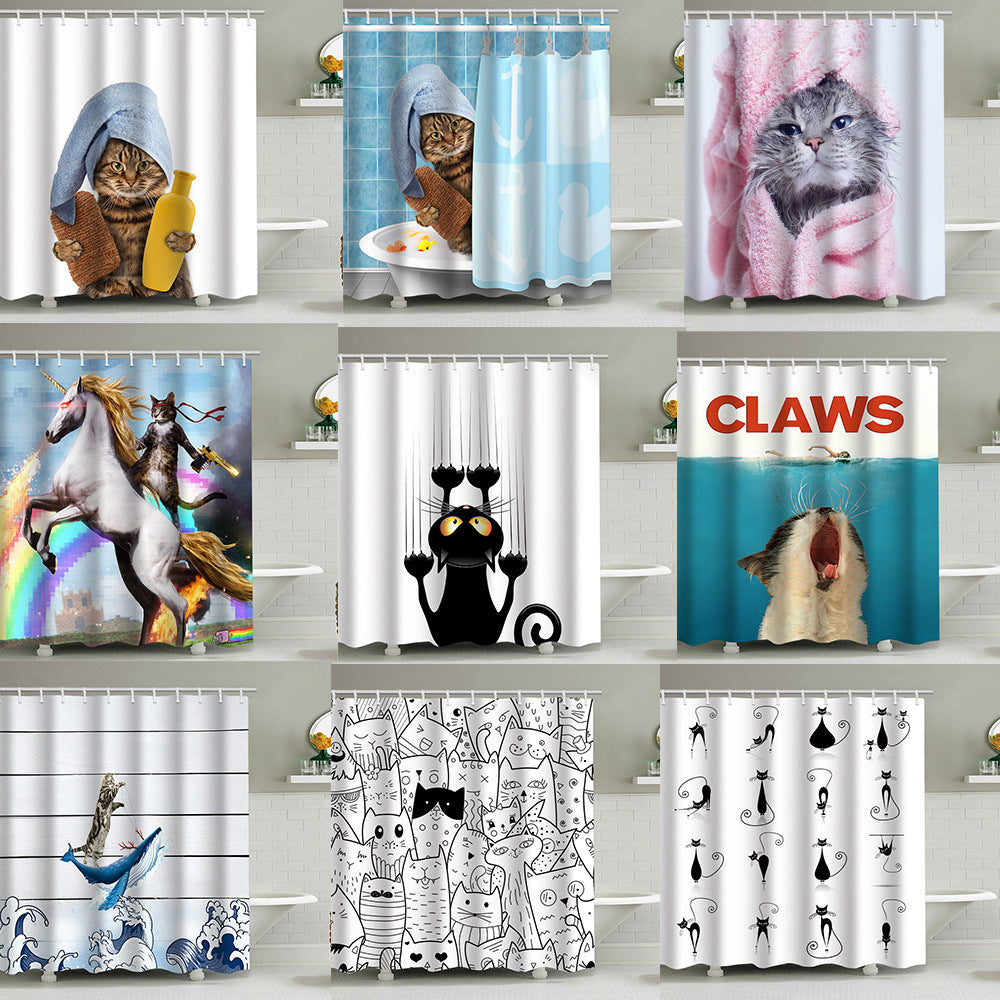 Artistic Dog Illustration Shower Curtain Bowlift