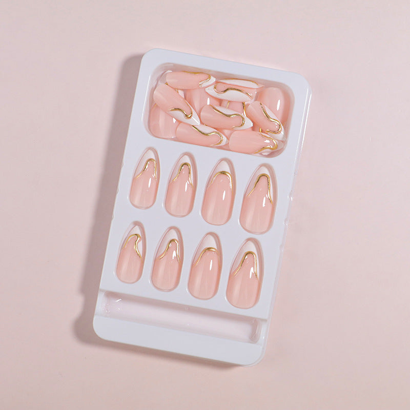 DIY Press-On Nail Set with Elegant Gold Accents Bowlift