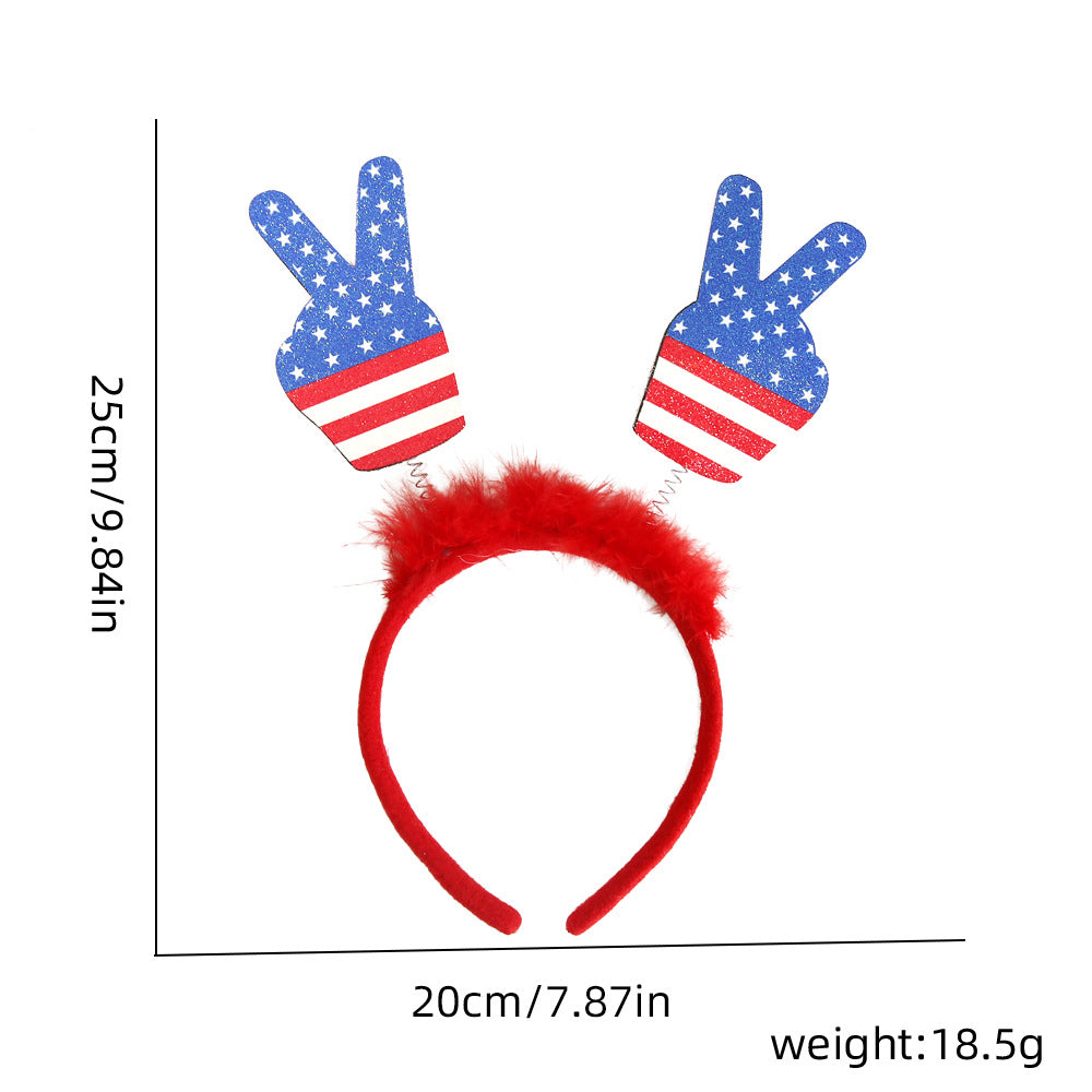 Unisex nan more patriotic festival headband with star and flag pom poms Bowlift