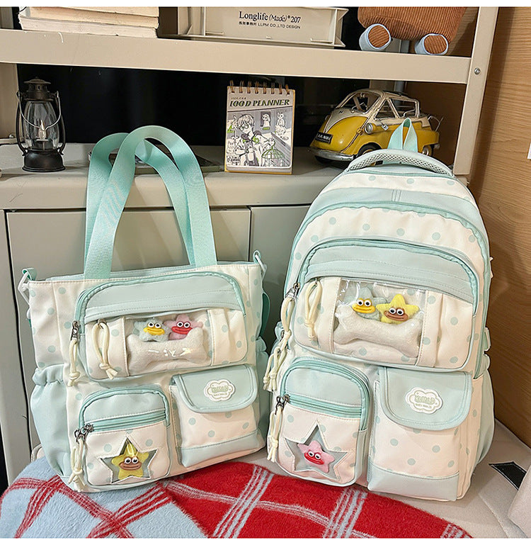 Multi-Pocket School Backpack and Tote Bag Set Bowlift