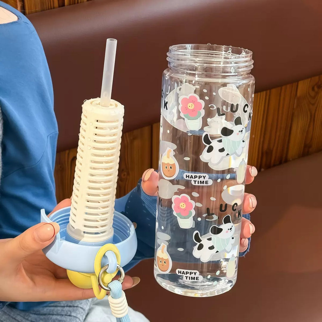 Women’s water bottle with cheerful design and fruit infusion insert Bowlift