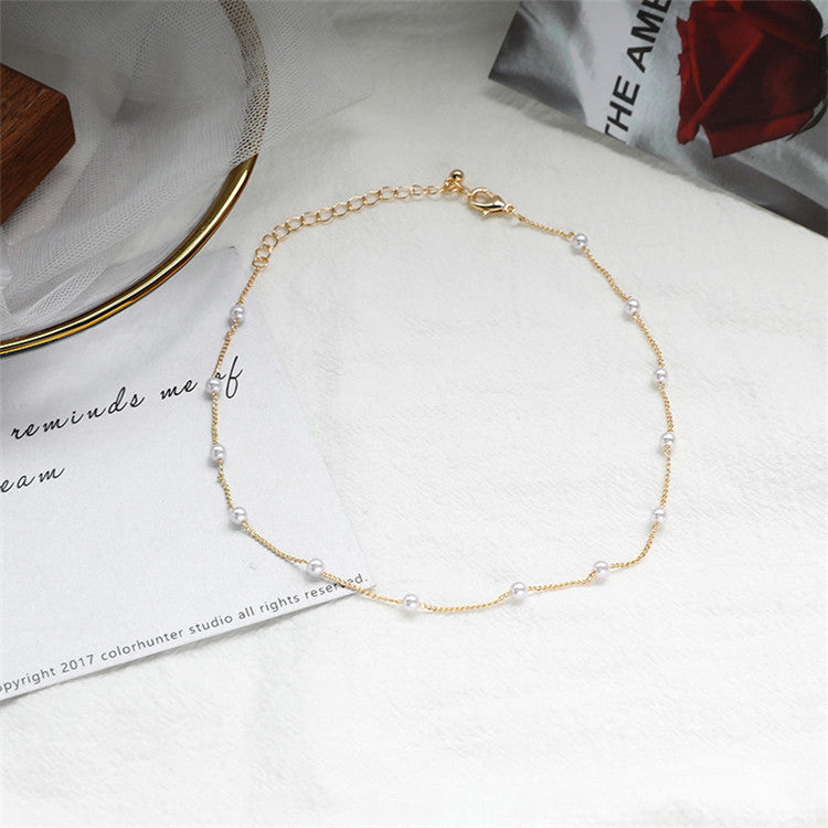 Delicate Pearl Accented Chain Necklace Bowlift
