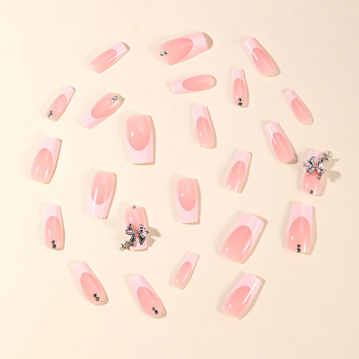 Elegantly Designed French Tip Acrylic Nail Art Bowlift