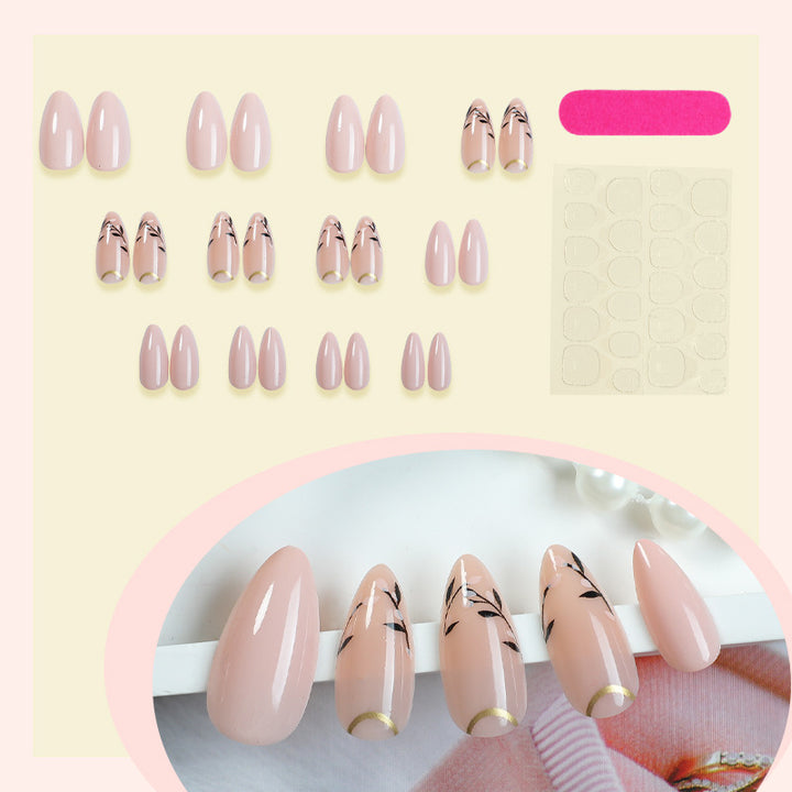 Premium Artistic Press-On Nail Art Set with Floral Accents Bowlift