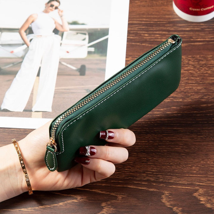 Premium Leather Zippered Travel Wallet Bowlift