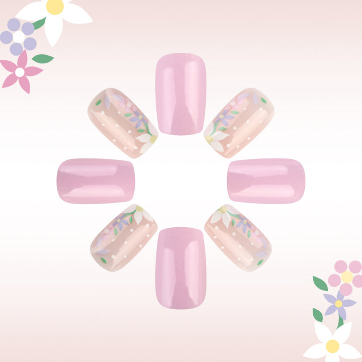 Floral Art Press-On Nail Design Bowlift