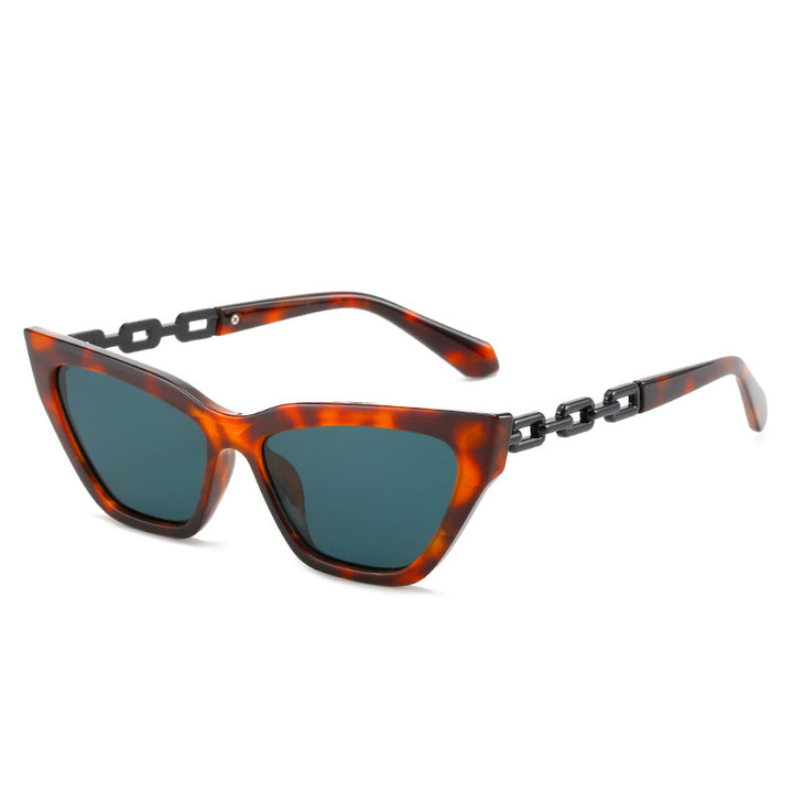 Women's Cat-Eye Sunglasses with Modern Chain Frame Bowlift