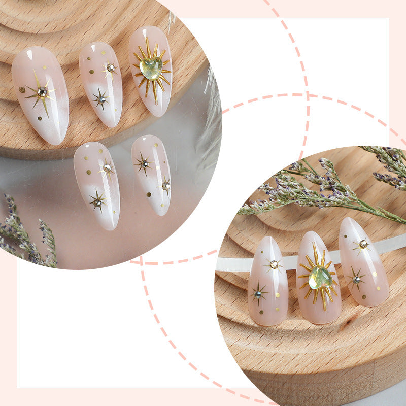 Acrylic nail set with sparkling star and glitter designs Bowlift