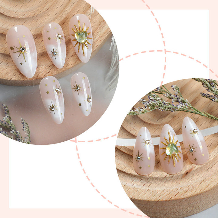 Acrylic nail set with sparkling star and glitter designs Bowlift