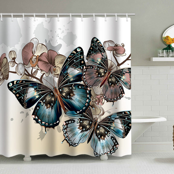Butterfly-Inspired Floral Shower Curtain Bowlift