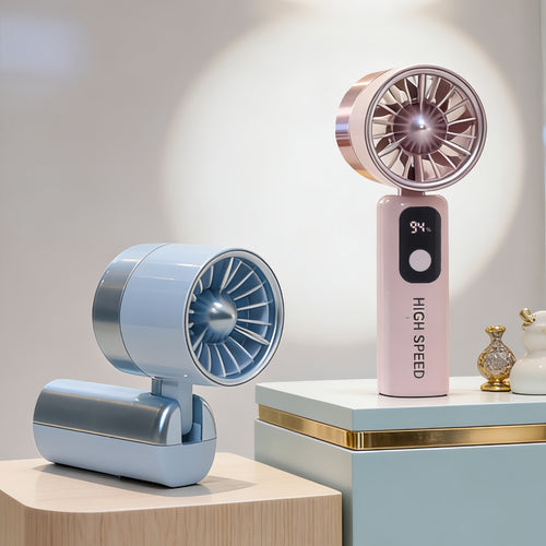 Portable handheld fan with LED display and USB charging function Bowlift
