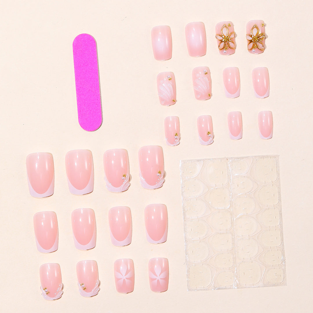 Elegant Floral Design Acrylic Nail Art Bowlift