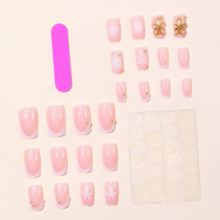 Elegant Floral Design Acrylic Nail Art Bowlift