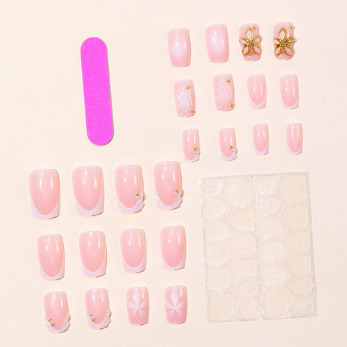 Elegant Floral Design Acrylic Nail Art Bowlift