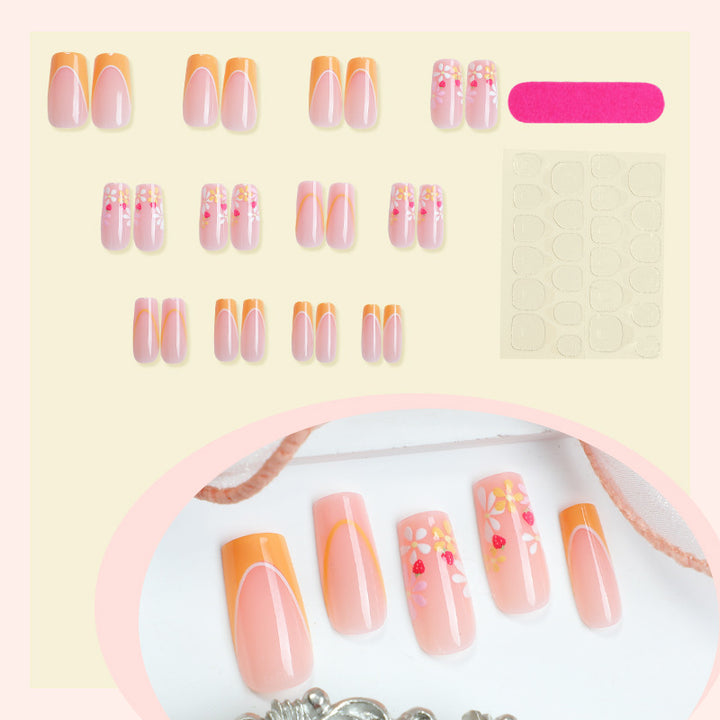 Floral Design Press-On Nail Set with Elegant Details Bowlift