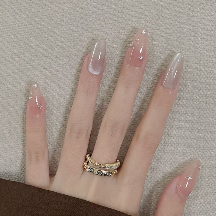 Decorative Press-On Nail Set with Subtle Glitter Accents Bowlift