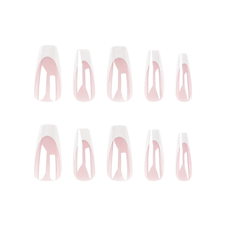 Elegant Nail Extensions with High Gloss Finish and Precise French Tip Bowlift