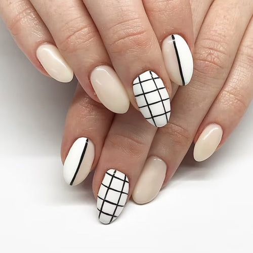 Elegant Geometric Press-On Nail Art Bowlift