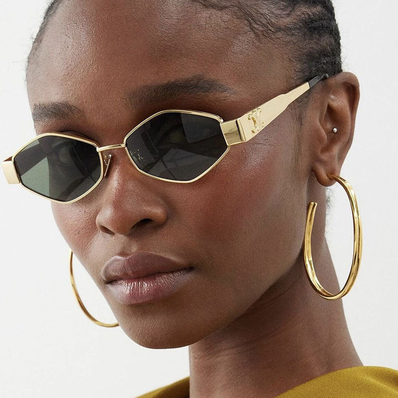 Women's hexagonal designer sunglasses with innovative metal frame Bowlift
