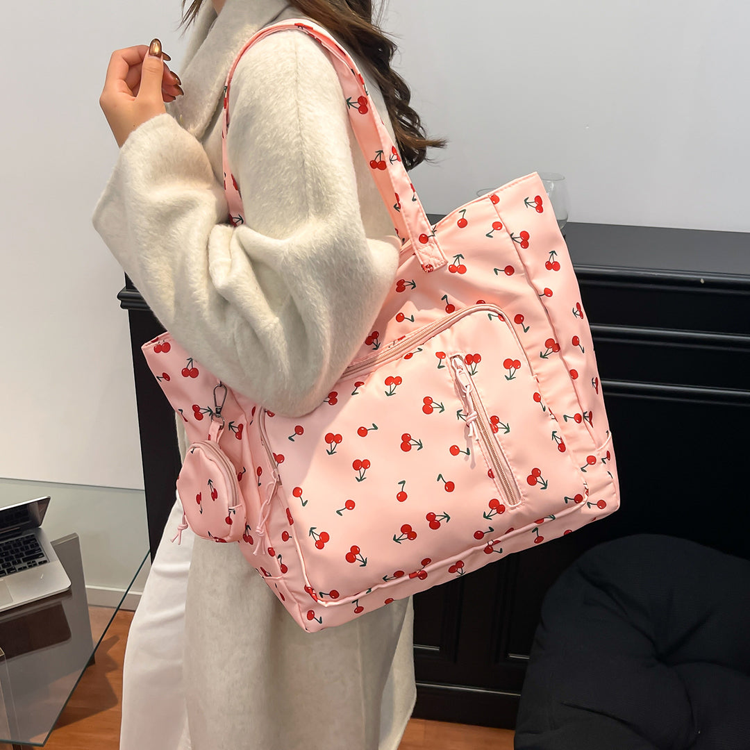 Functional Floral Print Tote Bag Bowlift