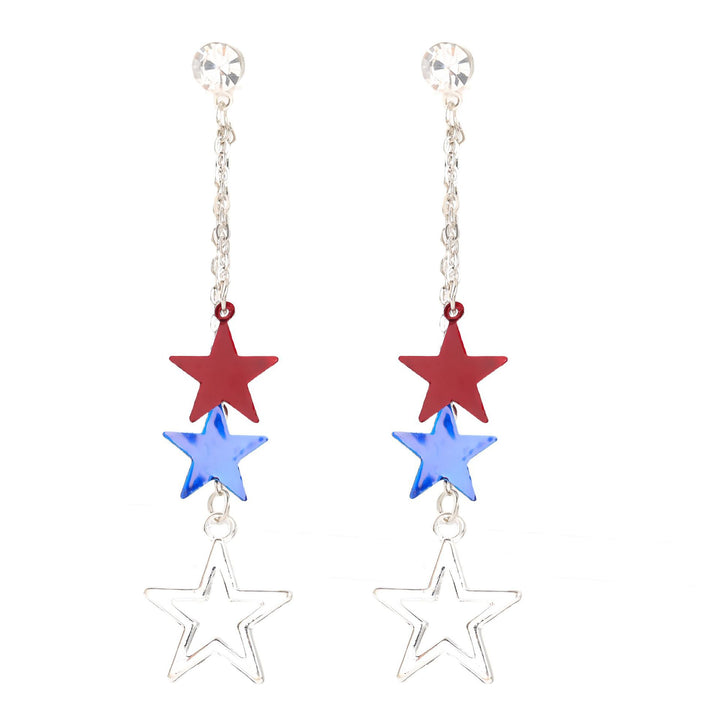 Women's nan patriotic horseshoe enamel dangle earrings with star-accented design and fishhook findings Bowlift