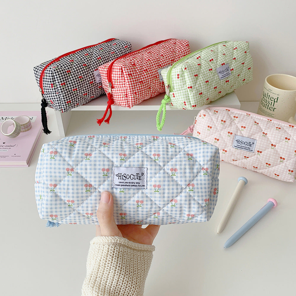 Quilted Cherry Print Pencil Case Bowlift