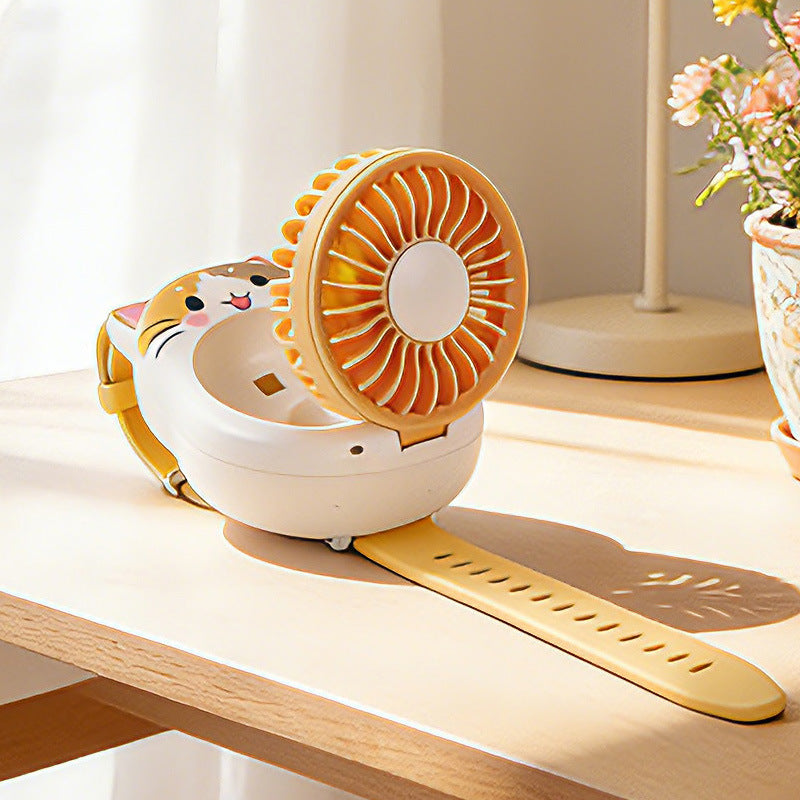 Unisex Portable Hand Fan in Cute Cat Design Bowlift
