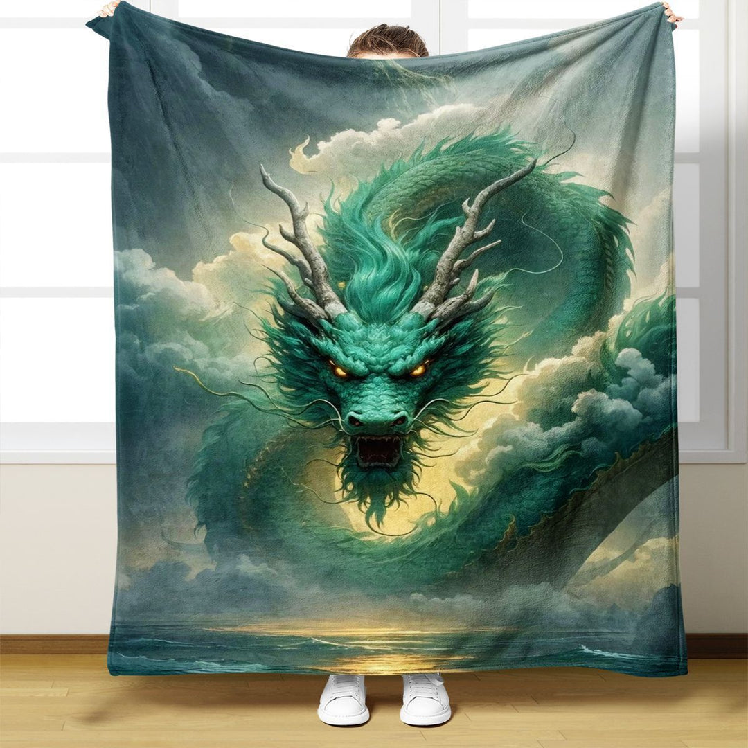 Artistic Dragon Print Throw Blanket