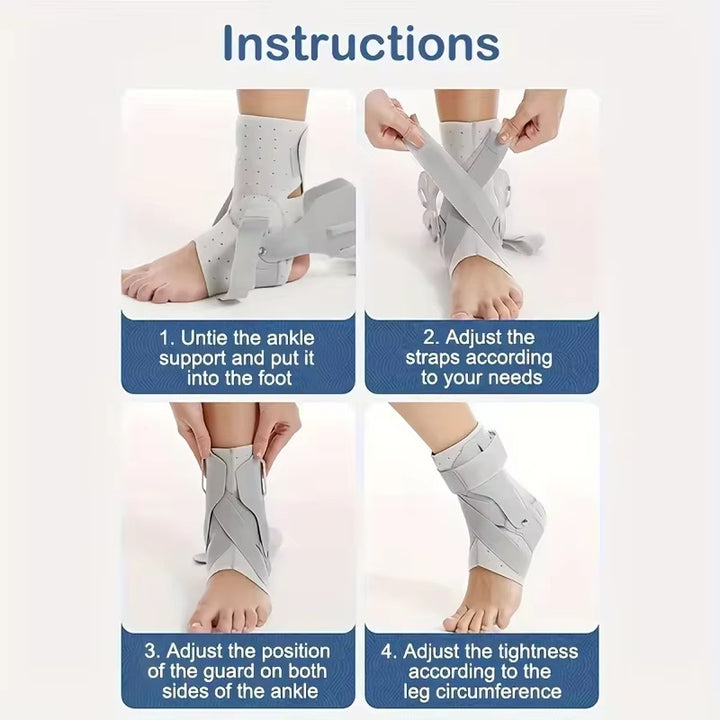 Adjustable Breathable Ankle Brace with Rigid Dorsal Splint and Cross-Strap Compression Bowlift