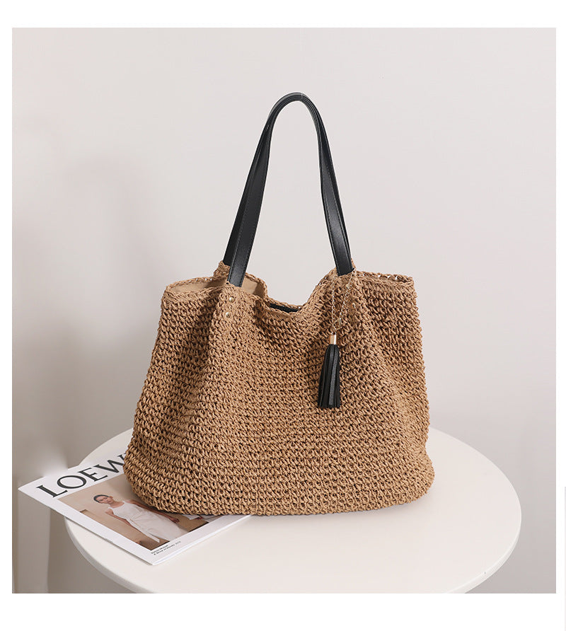 Durable basket bag with synthetic leather handle reinforcement Bowlift