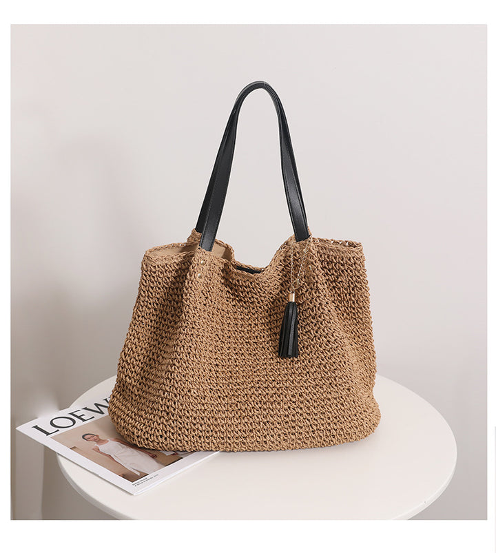 Durable basket bag with synthetic leather handle reinforcement Bowlift