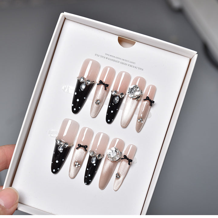 Premium Crystal-Decorated Stiletto Press-On Nail Extensions Bowlift