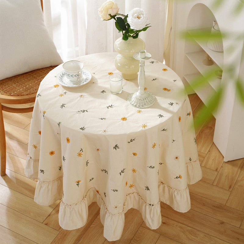 Embroidered Floral Design Table Cover