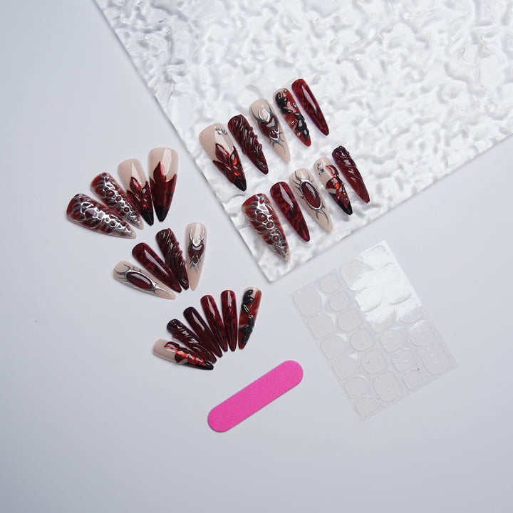 Acrylic nail set with artistic designs Bowlift