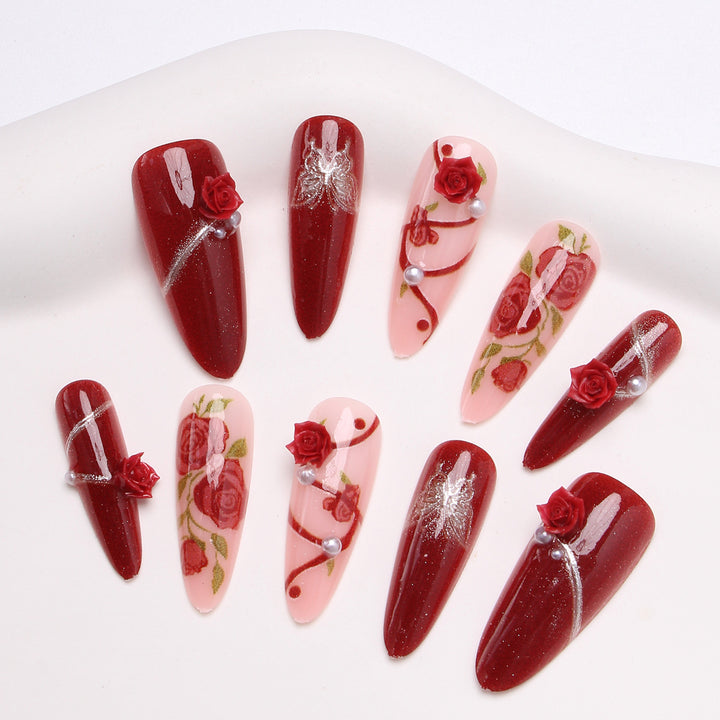 Romantic Floral Press-On Nail Set Bowlift