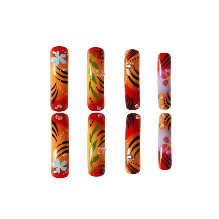 Artfully Designed Floral Press-On Nails Bowlift