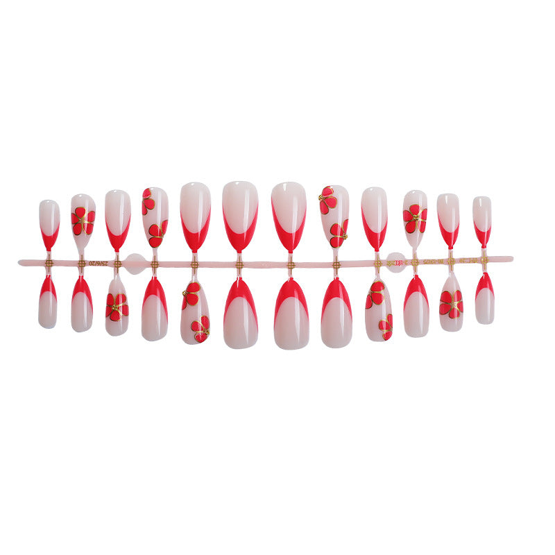 Artistic Press-On Nail Set with Floral and Ombre Design Bowlift 1788496157