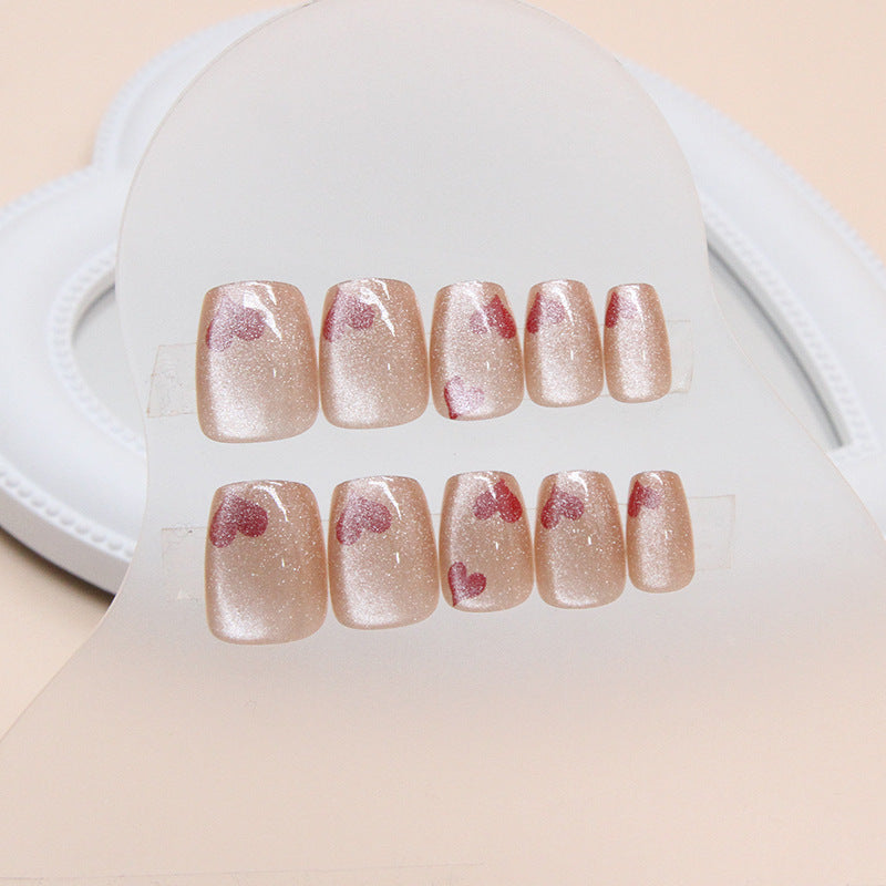 Heart-Themed Press-On Nail Design Bowlift