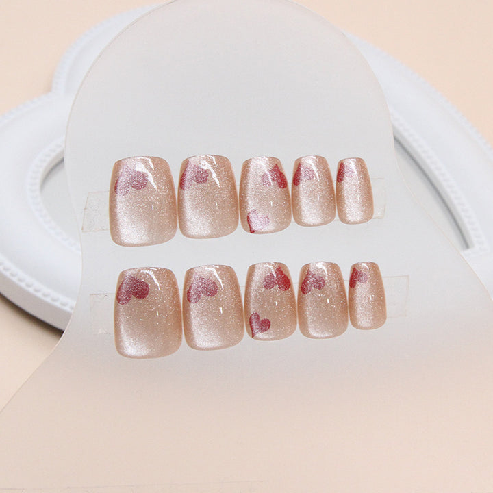 Heart-Themed Press-On Nail Design Bowlift
