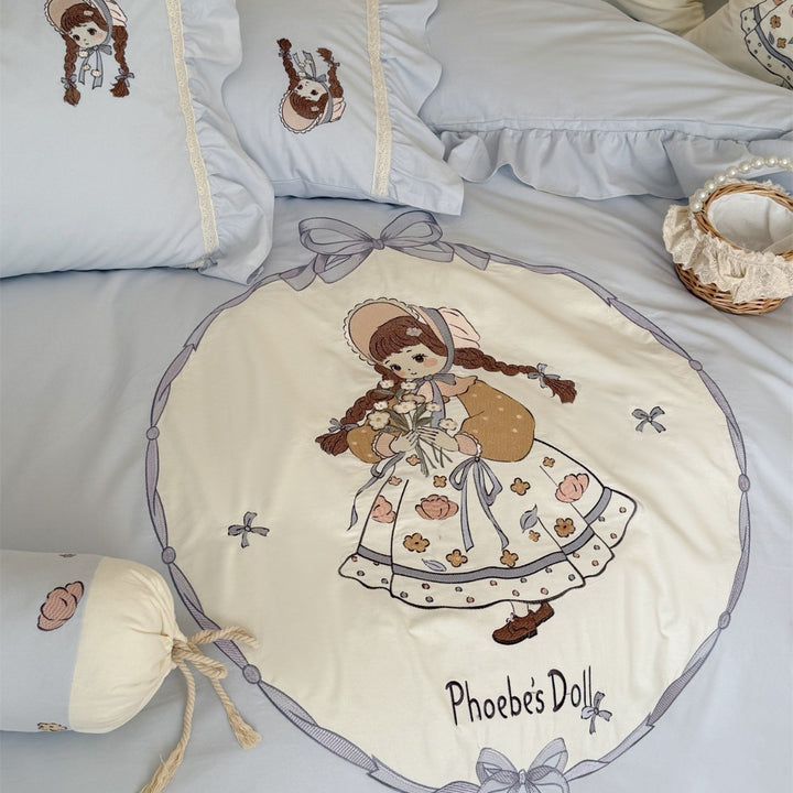 Decorative Cotton Ruffled Cartoon Doll Bedding Set