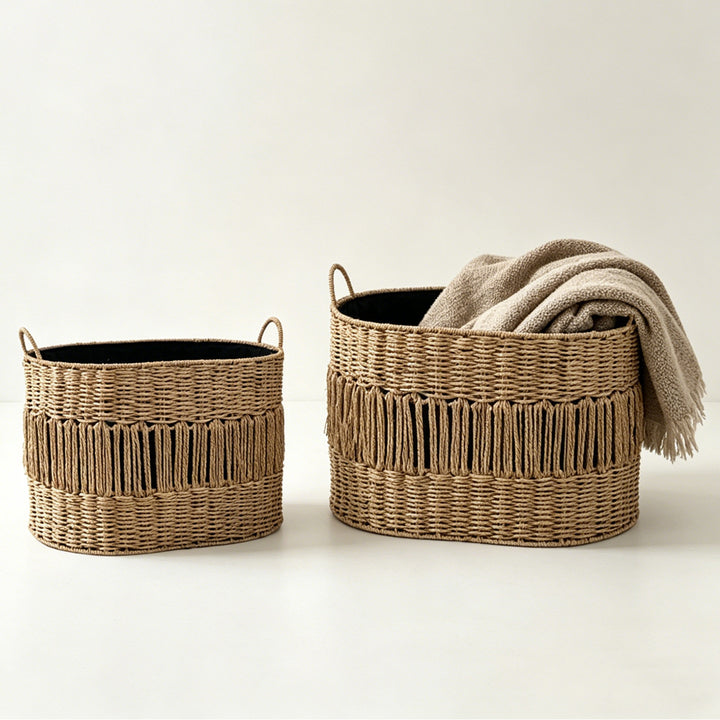 Storage basket with elegant fringe design Bowlift