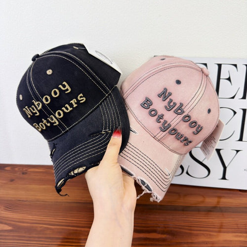 Women's Distressed Adjustable Baseball Cap Bowlift
