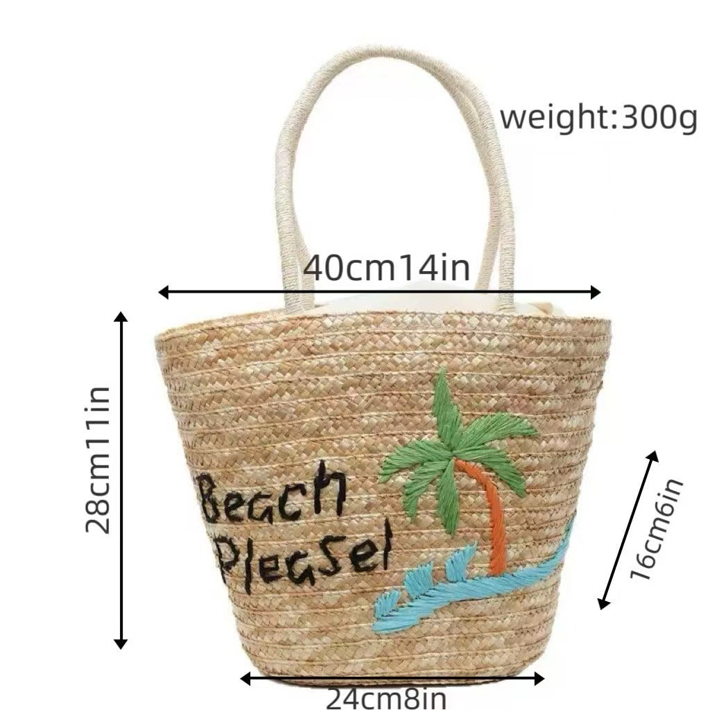 Summery woven bag with creative beach motif Bowlift