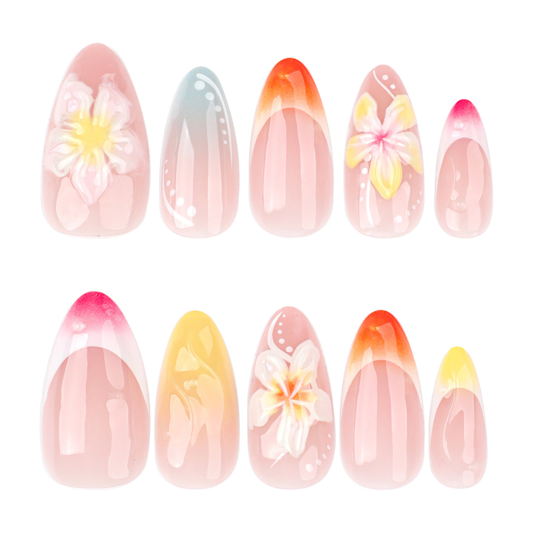 Artistic nail designs with floral accents and soft color gradients Bowlift