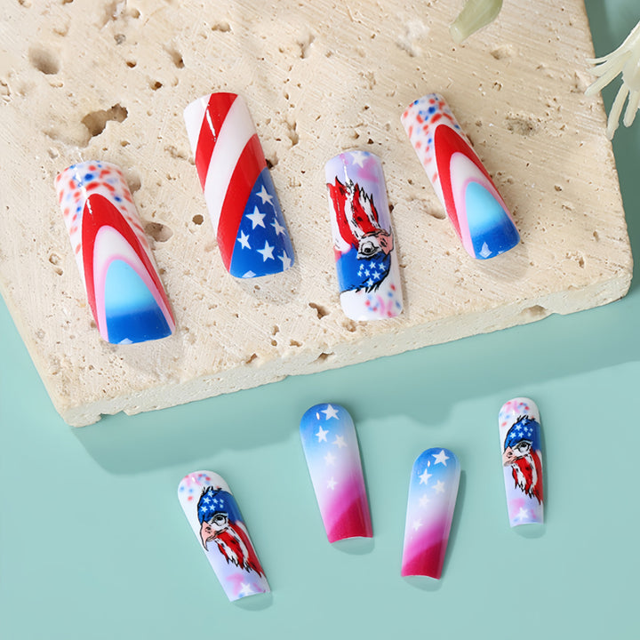 Patriotic design artificial nails Bowlift