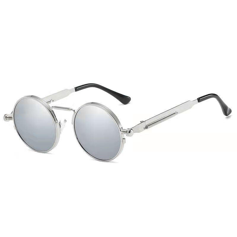 Ladies Round Metal Sunglasses with Mirrored Lenses Bowlift