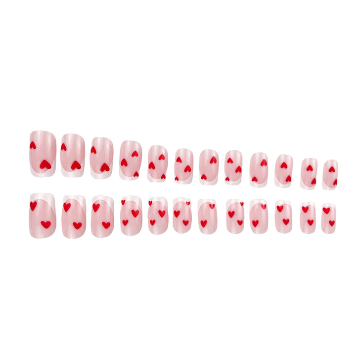 Heart-Embellished French Tip Nail Art Bowlift