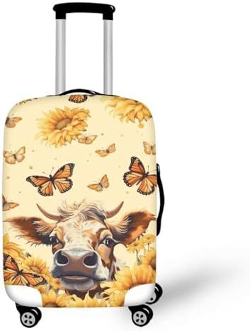 Unisex nano elastic suitcase cover with horse and sunflower motif, stretchable stretch protection for hard shell trolley with zipper Bowlift